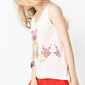 NWT Desigual White Embroidered Learn‎ Tank Top Size Small